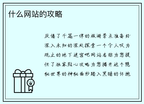 什么网站的攻略